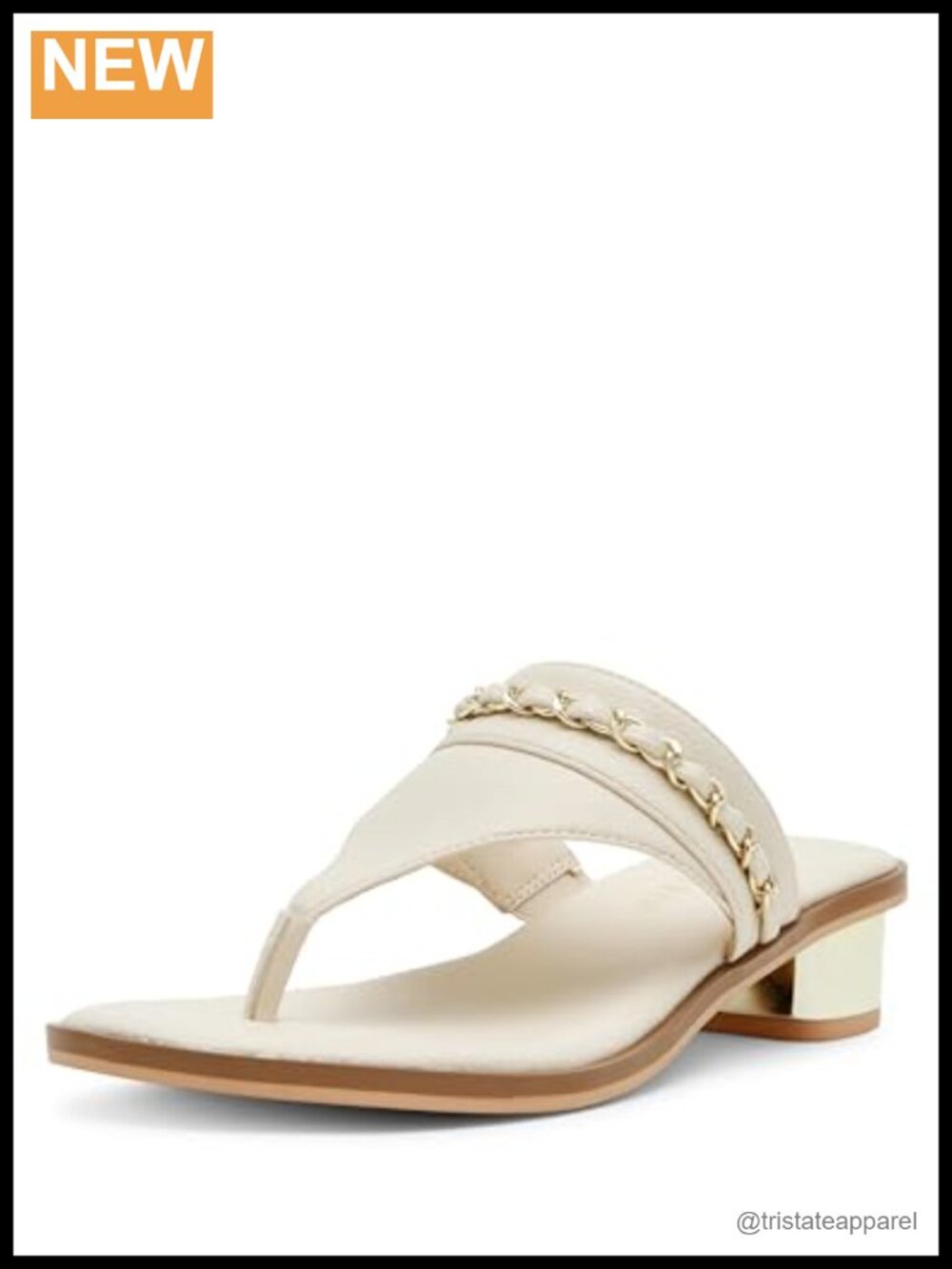 Anne Klein Taylor Flat Sandal Block Heel Slip On Round Toe PU